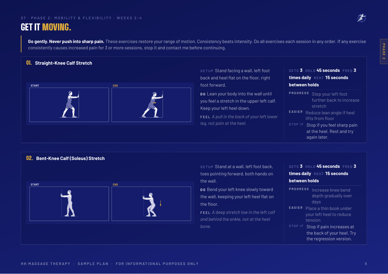 Sample plan: illustrated exercise page